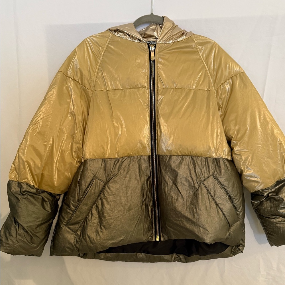 Zara Gold and Green Puffwe Jacket
